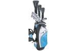 LADIES PETITE LENGTH POWERBILT ALL GRAPHITE COMPLETE GOLF CLUB SET w/DRIVER + HYBRID + BAG + PUTTER + 2 HEAD COVERS: PETITE, REGULAR OR TALL LENGTHS
